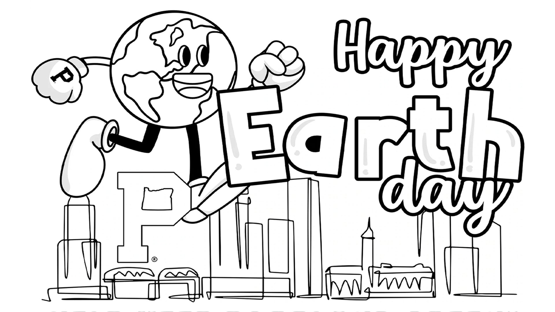 Happy Earth Day - Free Coloring Page