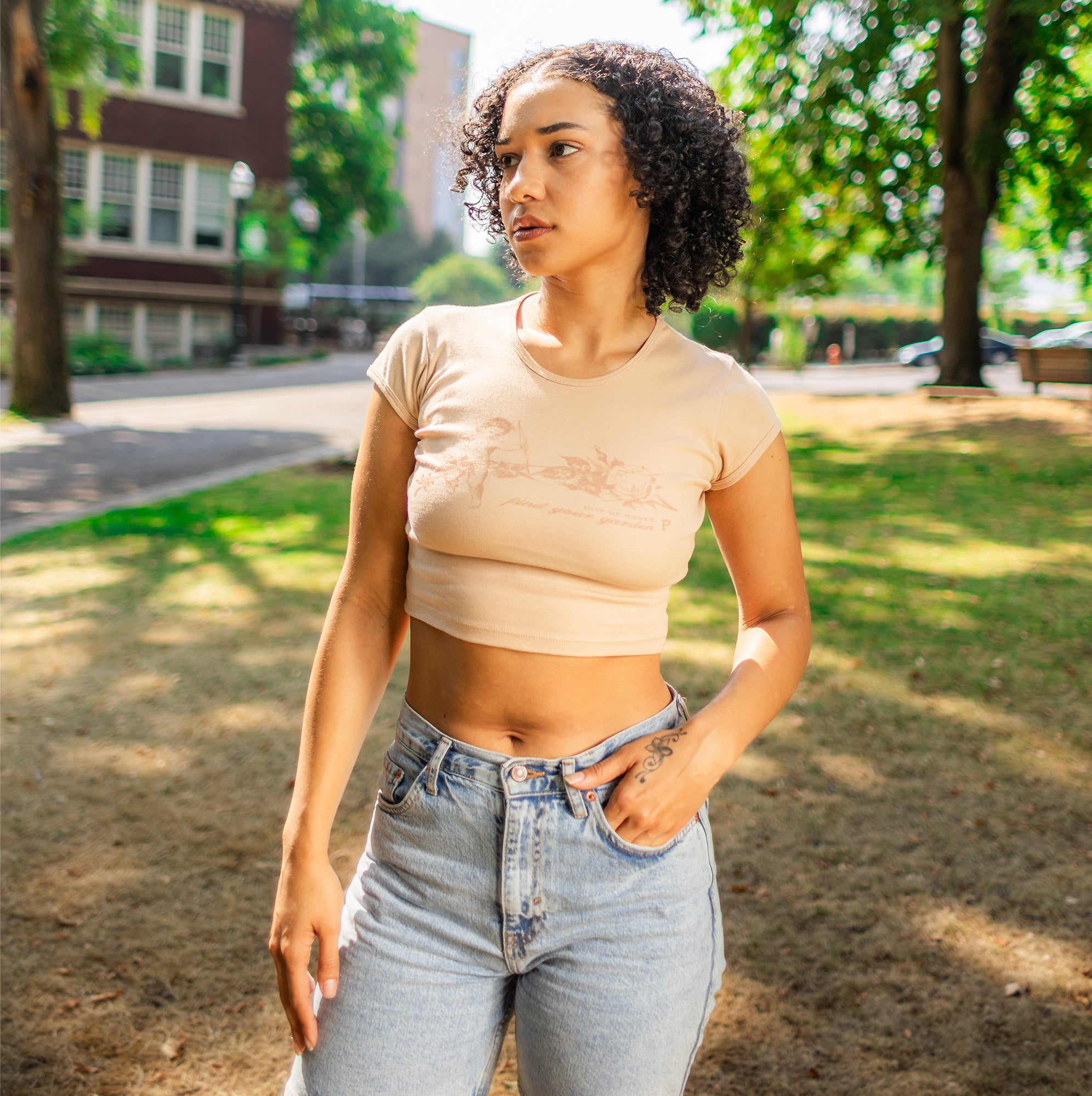 Women's Angel Wings Cropped Tee