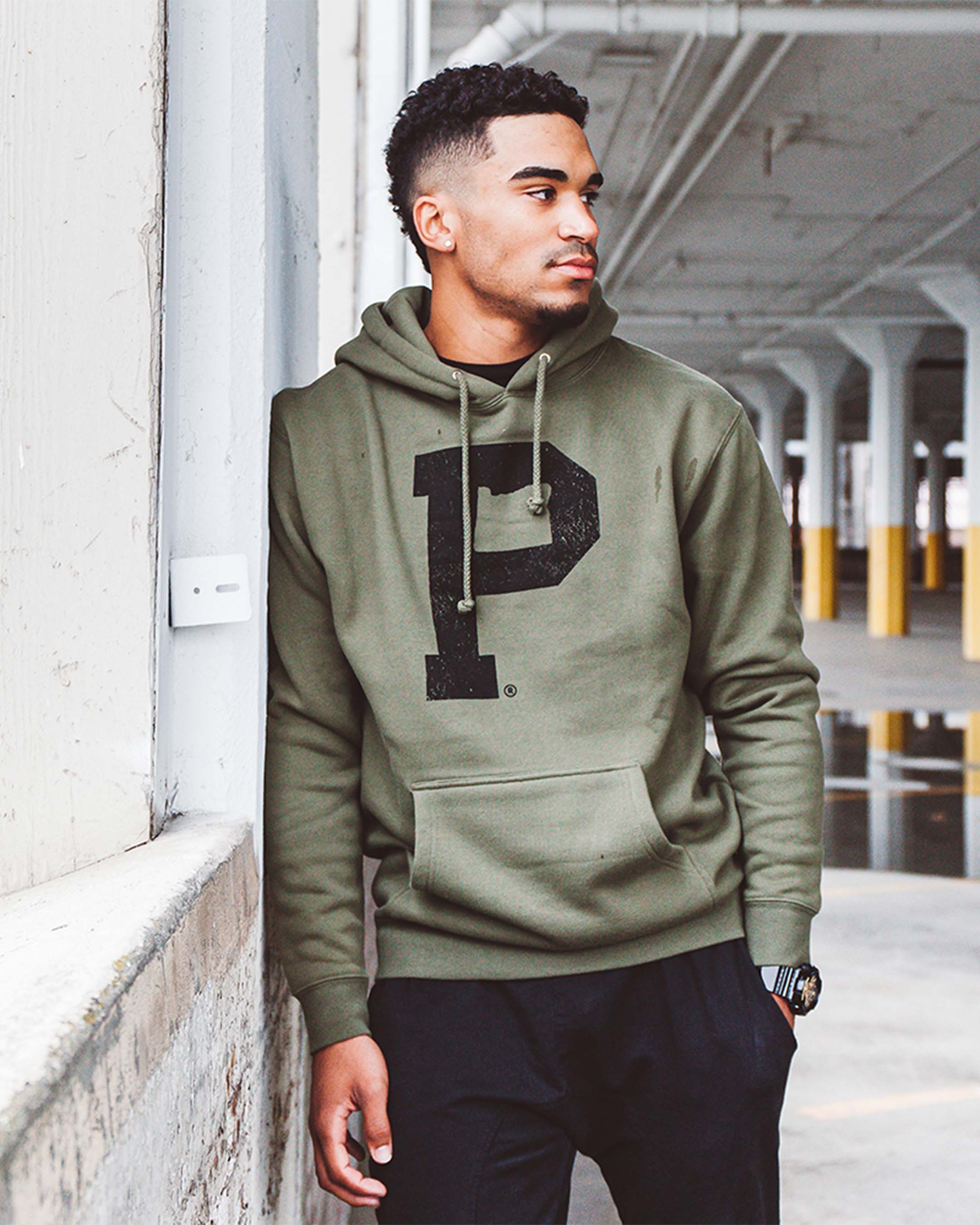 Soft-Blend "P" Hoodie - Olive