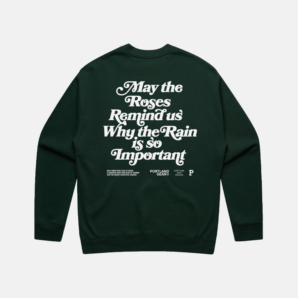 Sueded Slogan Crewneck - Forest