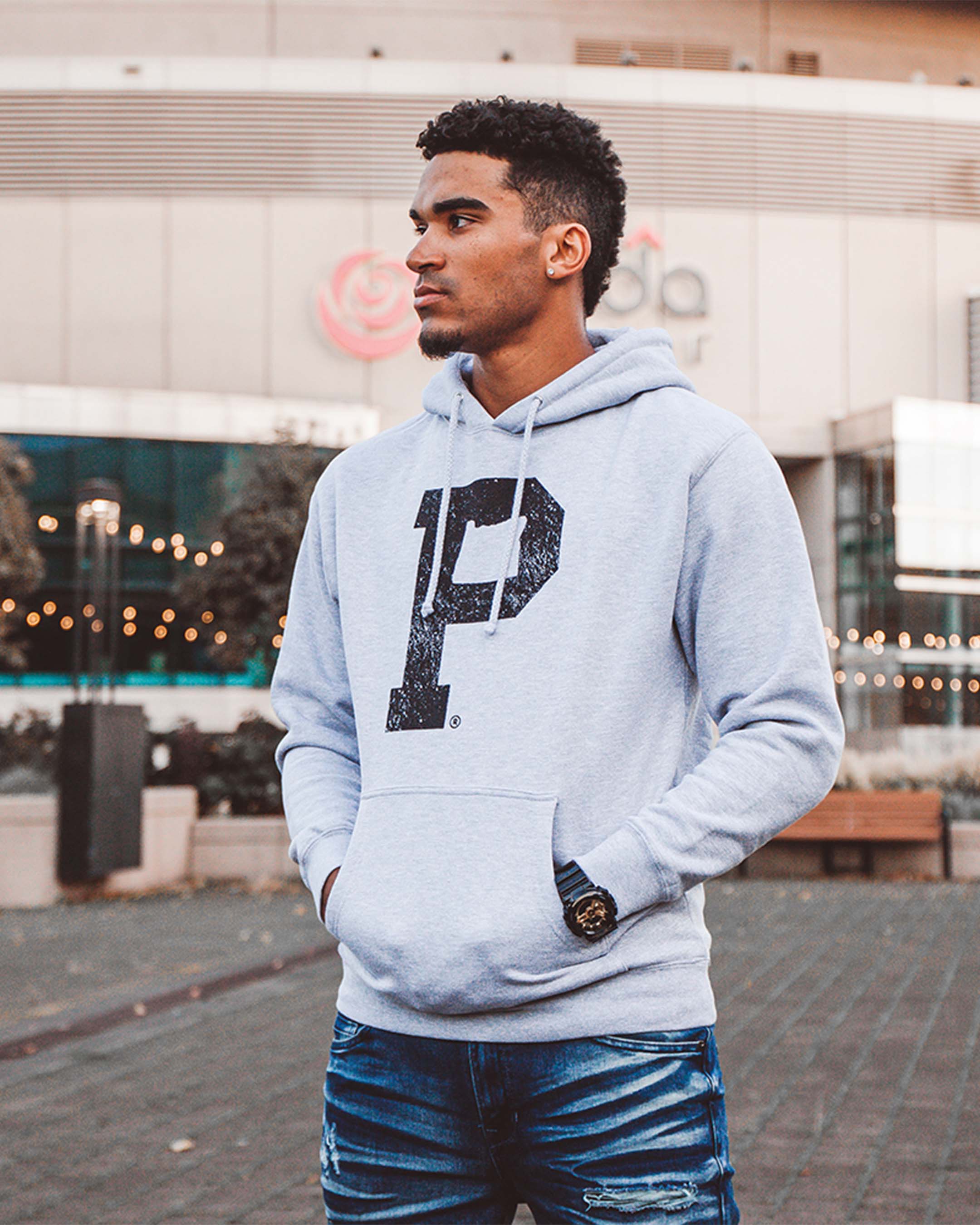 Soft-Blend "P" Hoodie - Grey