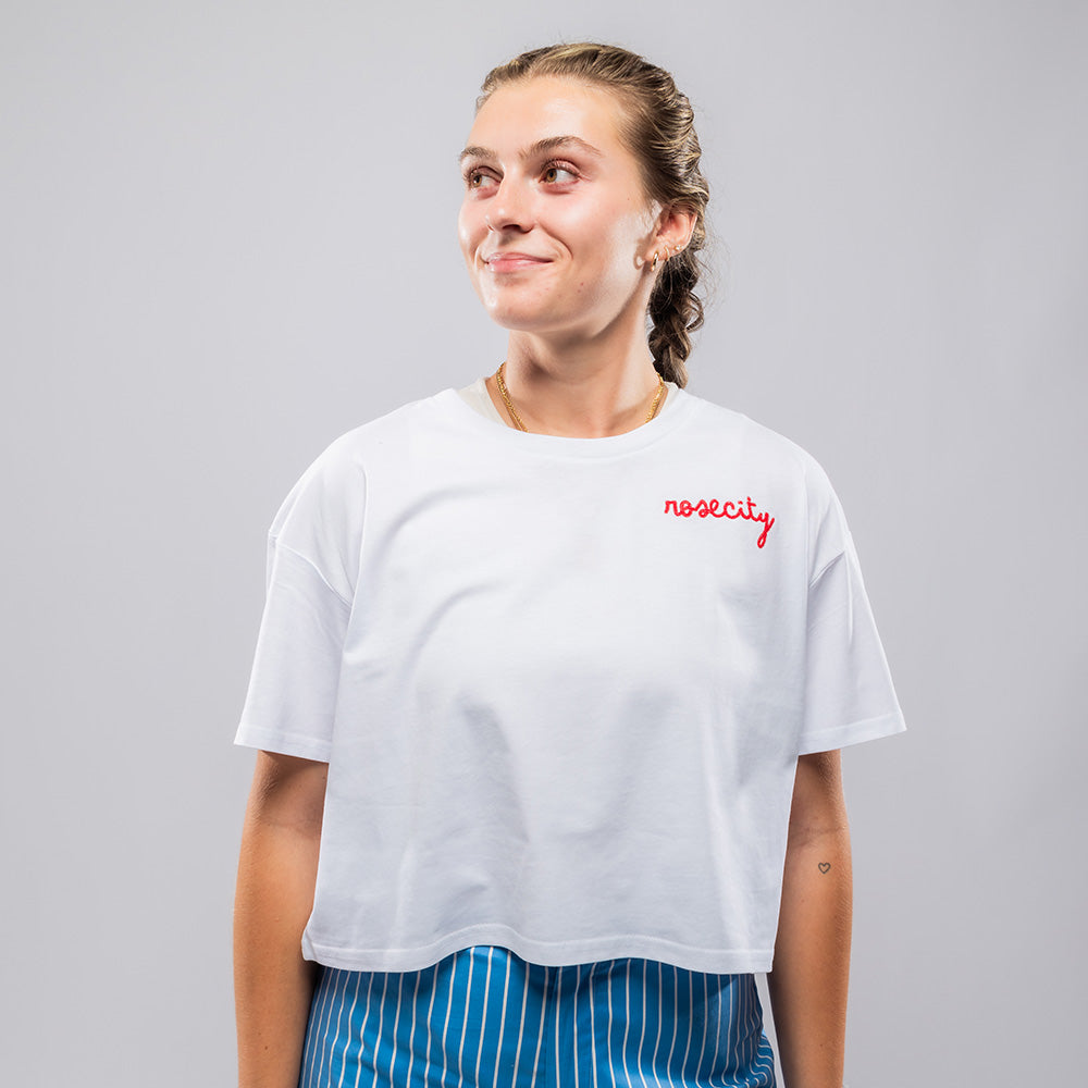 Women's Essential Rosecity Crop Tee - White
