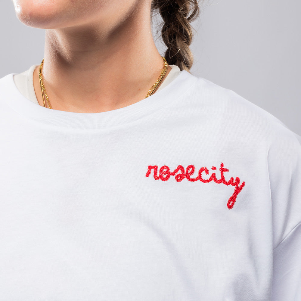 Women's Essential Rosecity Crop Tee - White
