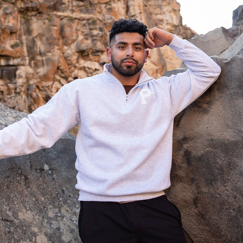 Soft-Blend "P" Quarter Zip - Ash