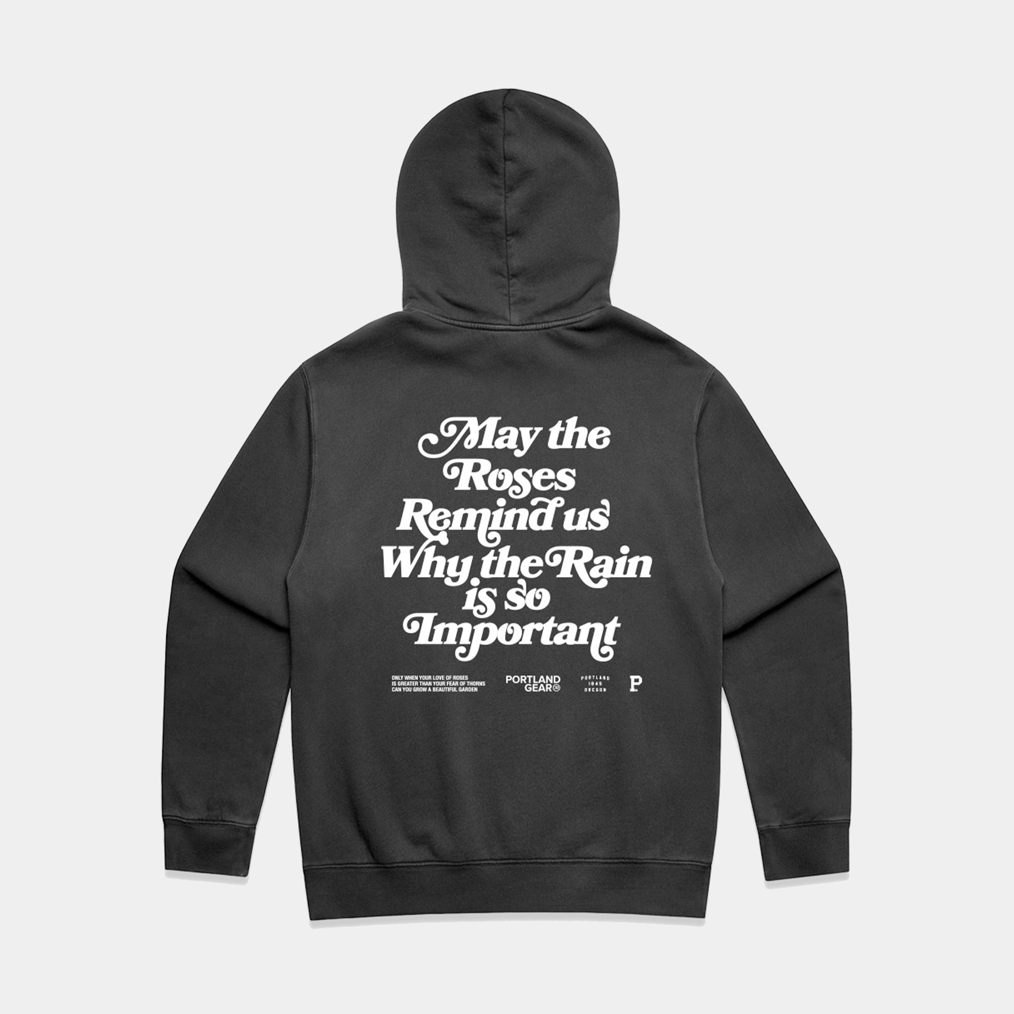 Sueded Slogan Hoodie - Faded Black