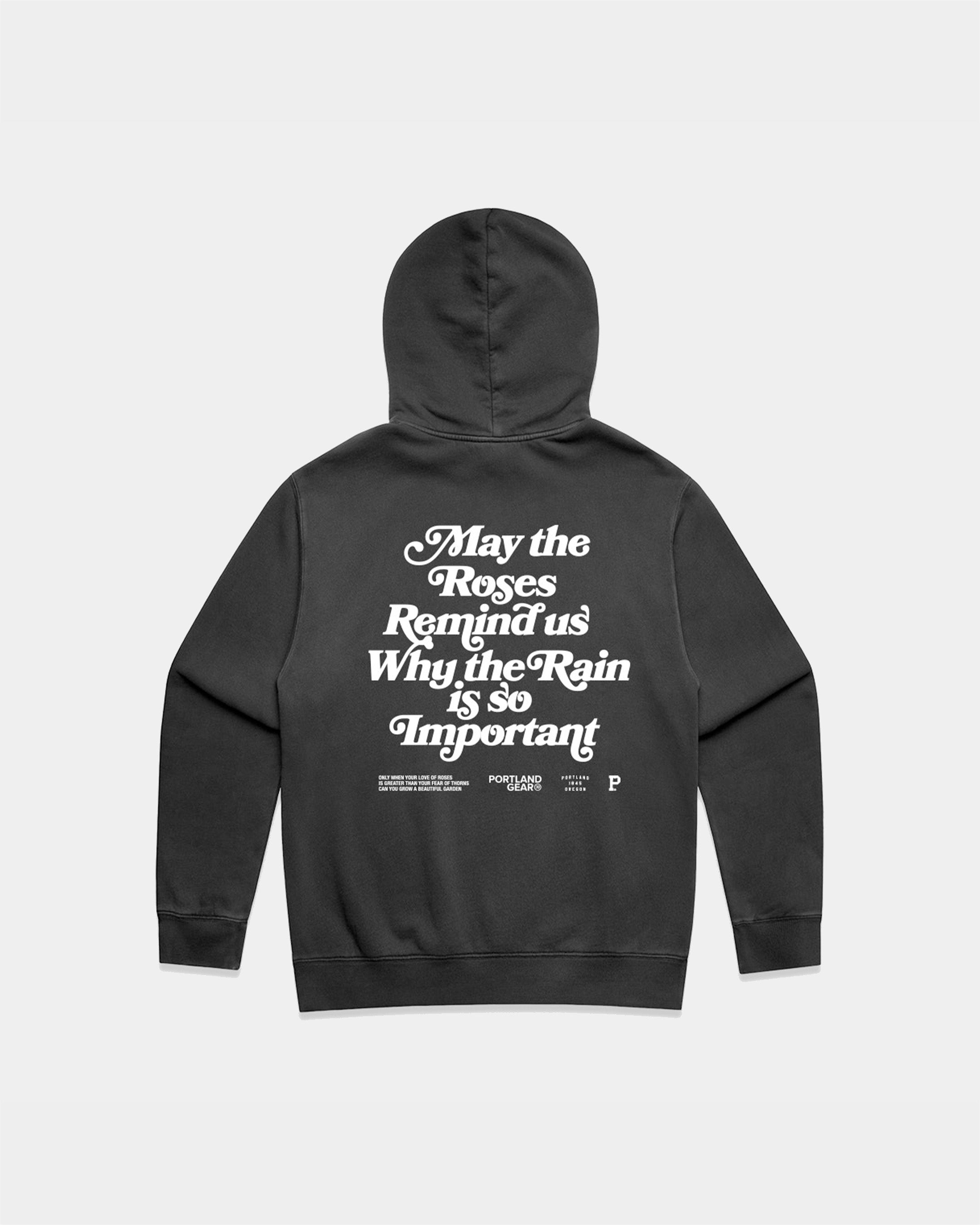 Portland Gear® Sueded Slogan Hoodie - Faded Black