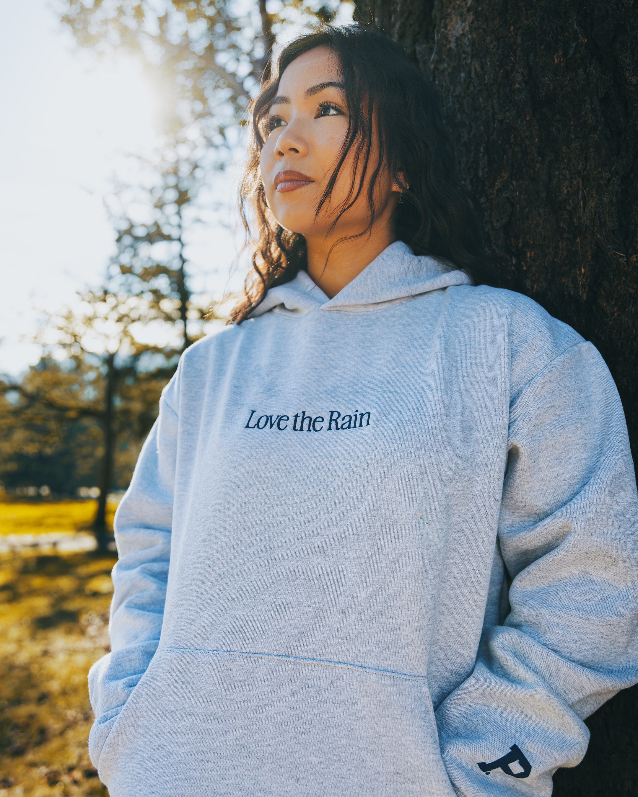 Sueded Love the Rain Hoodie - Grey