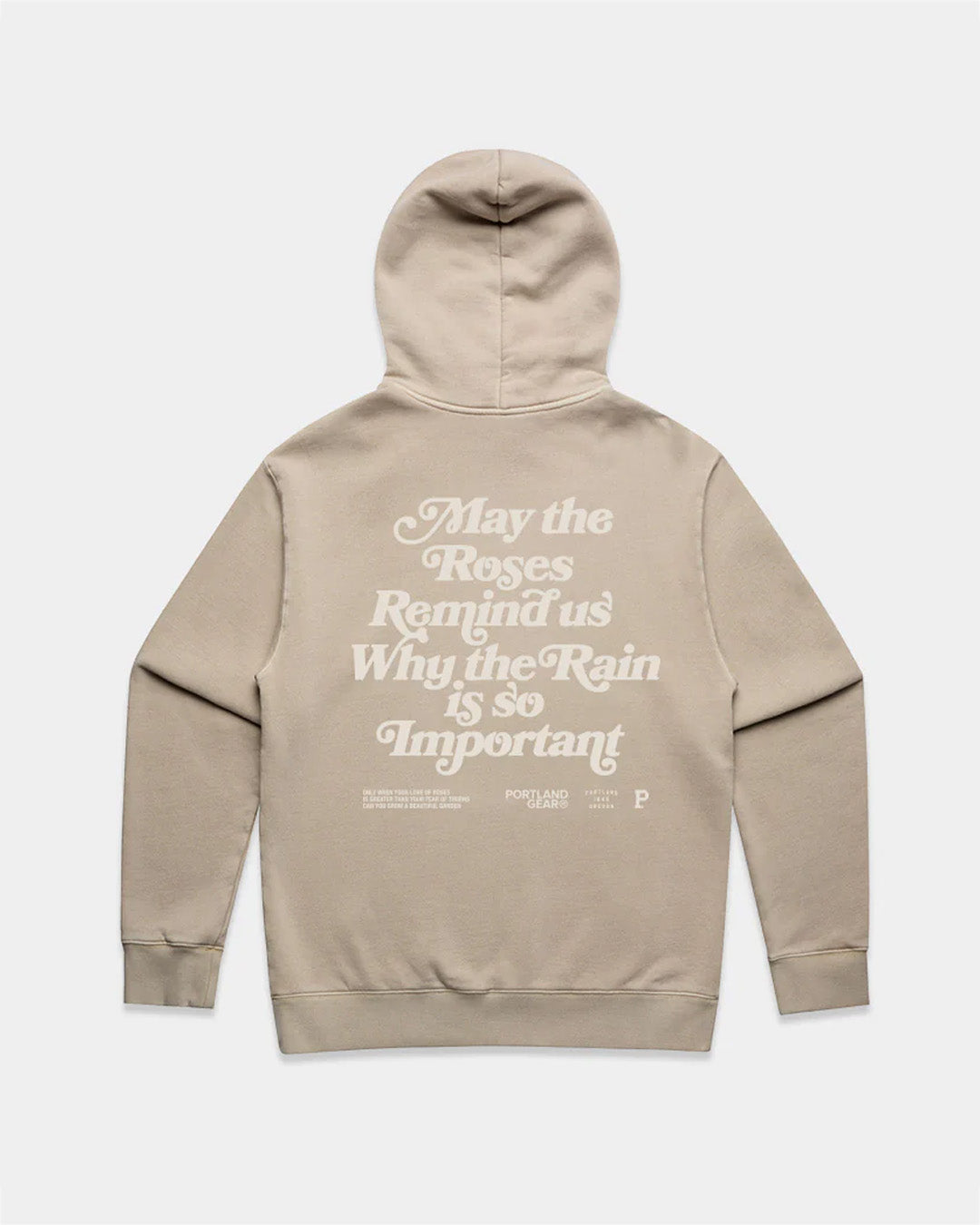 Sueded Slogan Hoodie - Taupe