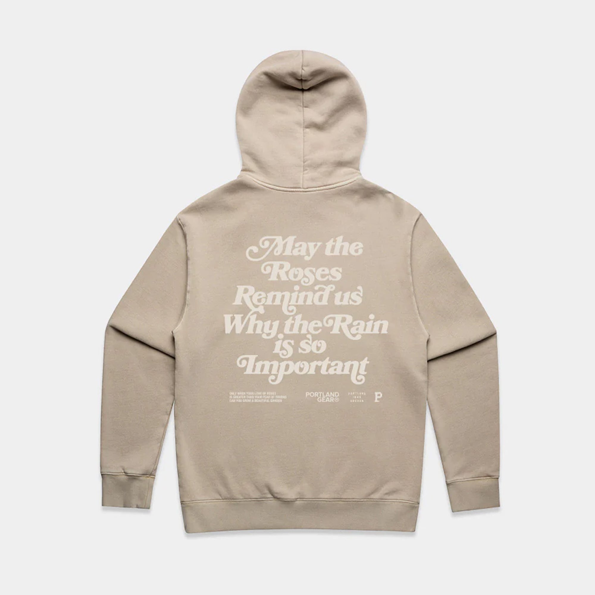 Sueded Slogan Hoodie - Taupe