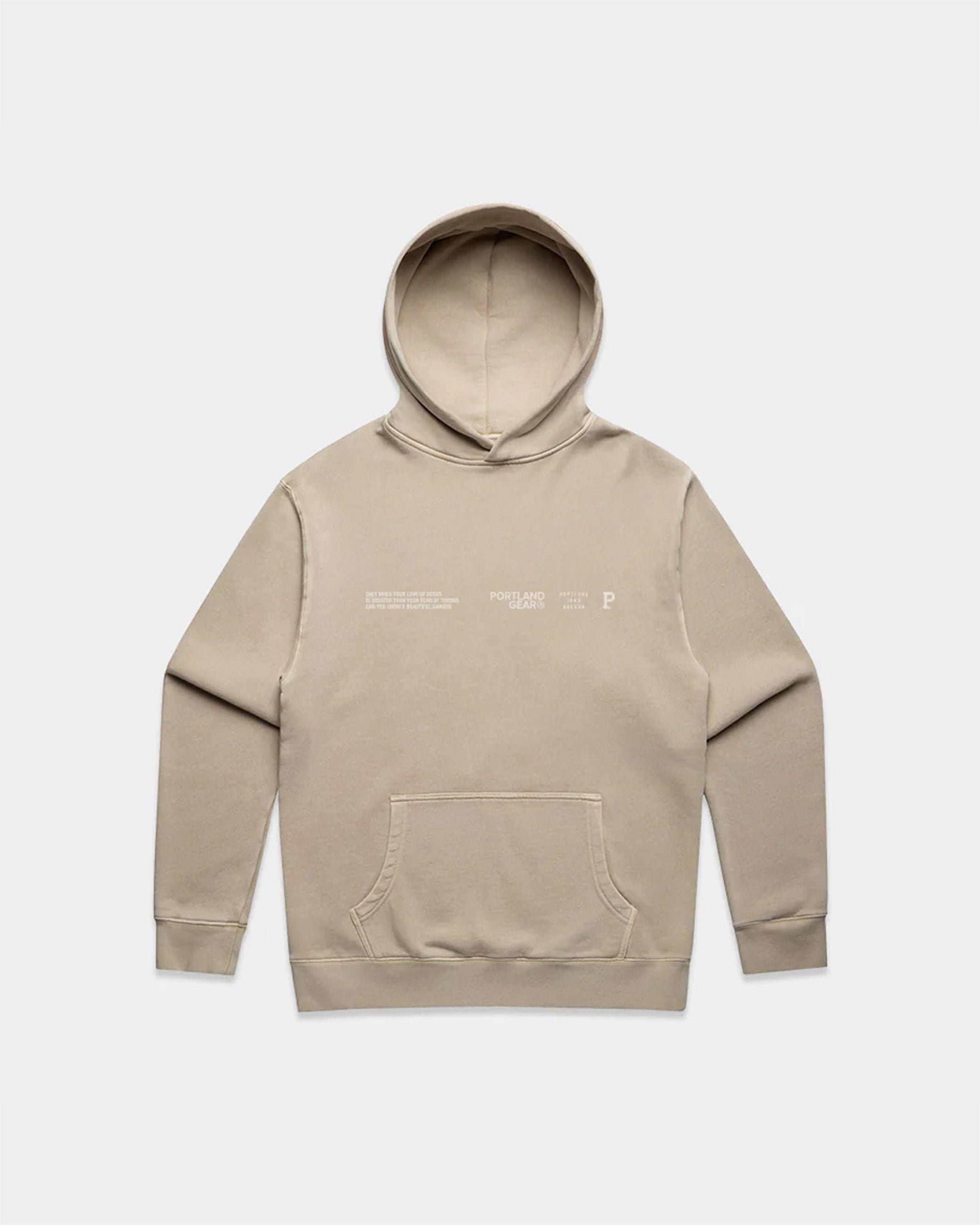 Portland Gear® Sueded Slogan Hoodie - Taupe