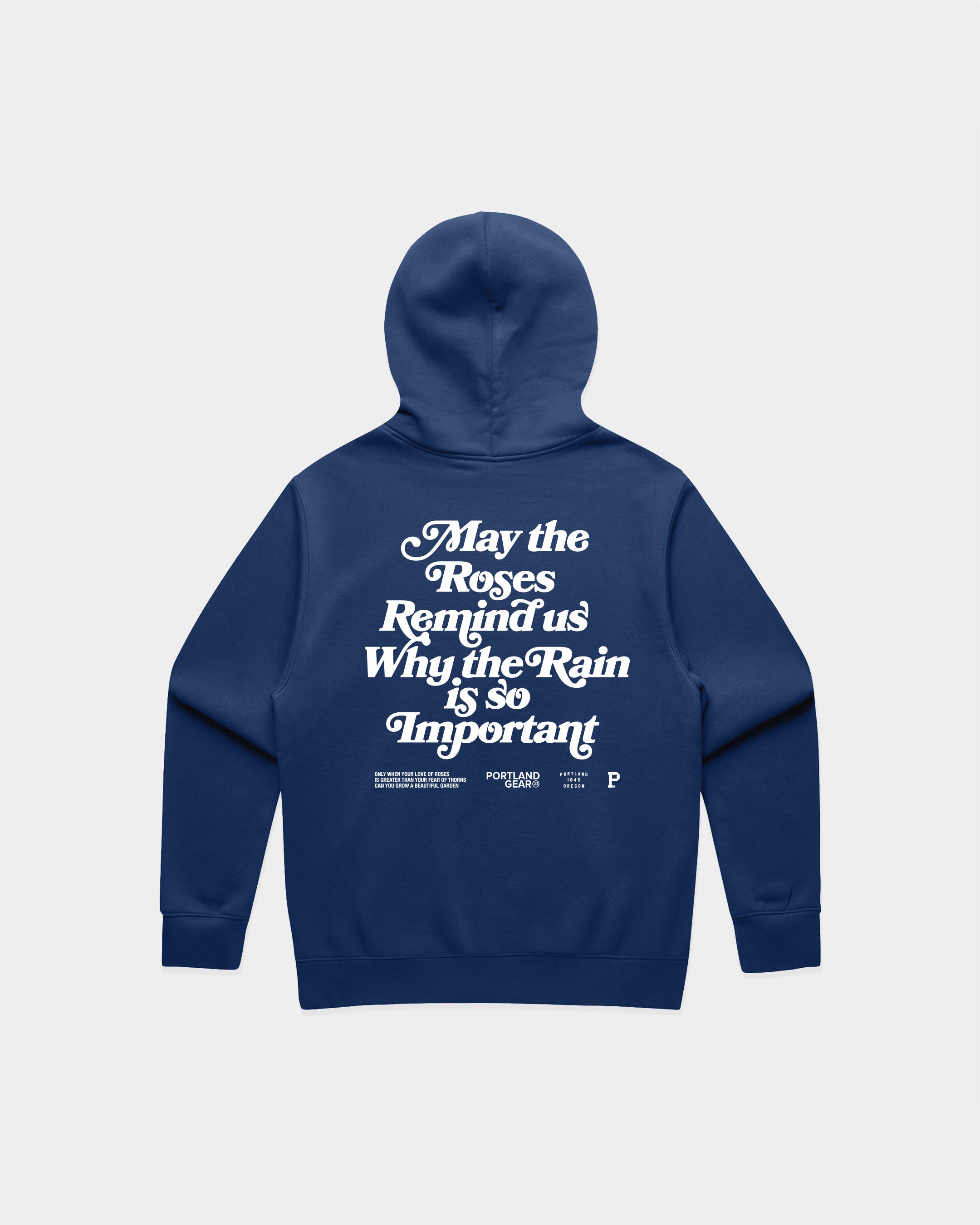 Sueded Slogan Hoodie - Cobalt